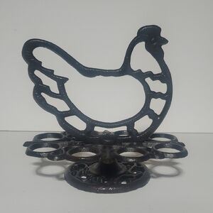 Black Cast Iron Chicken Egg Holder